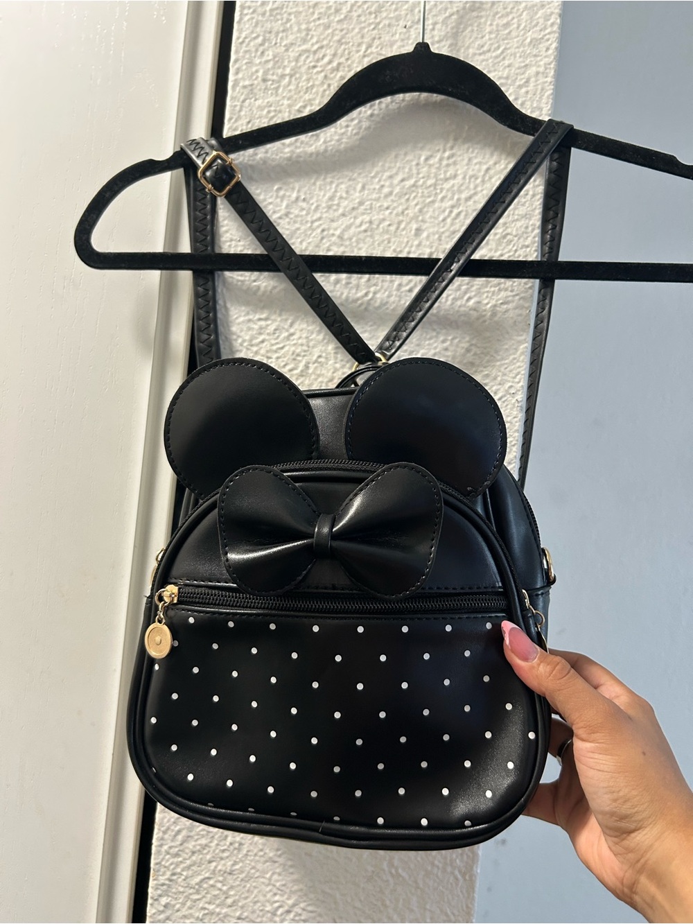 Black Minnie Ear Polka Dot Mini Backpack